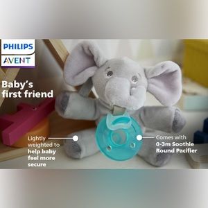 NEW Philips AVENT Soothie Snuggle Pacifier Holder, Elephant